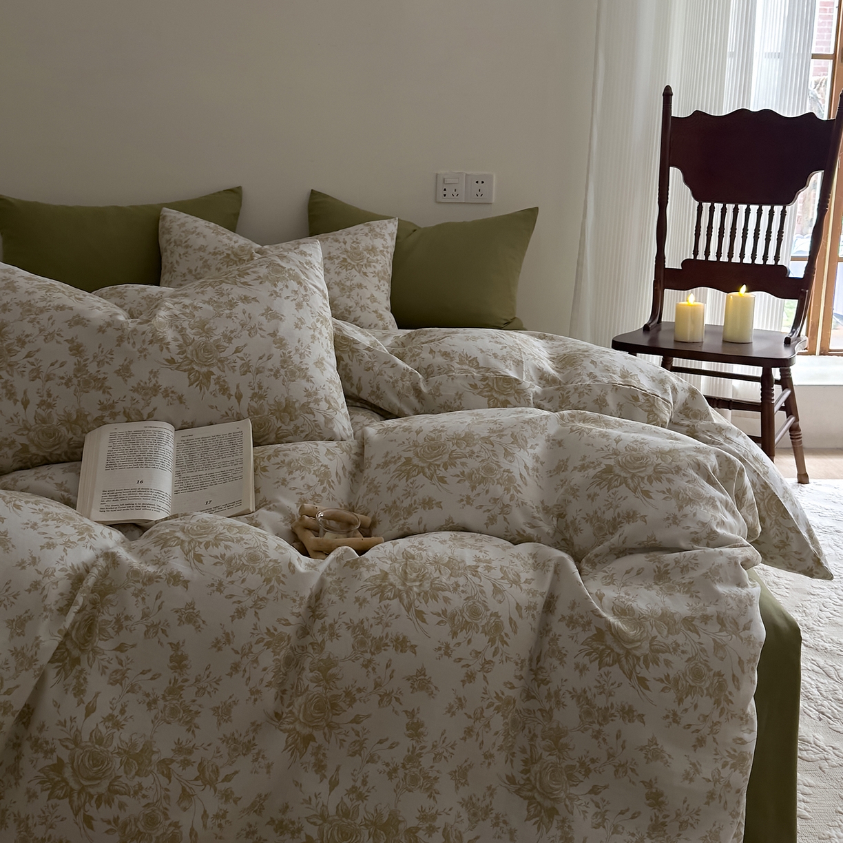 91家纺网 家纺一手货源 找家纺 DoDo 兜兜 2026新款全棉纯棉复古双层纱四件套系列（可定做尺寸） 眠香铺