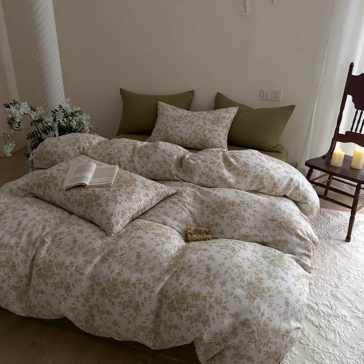 91家纺网 家纺一手货源 找家纺 DoDo 兜兜 2026新款全棉纯棉复古双层纱四件套系列（可定做尺寸） 眠香铺