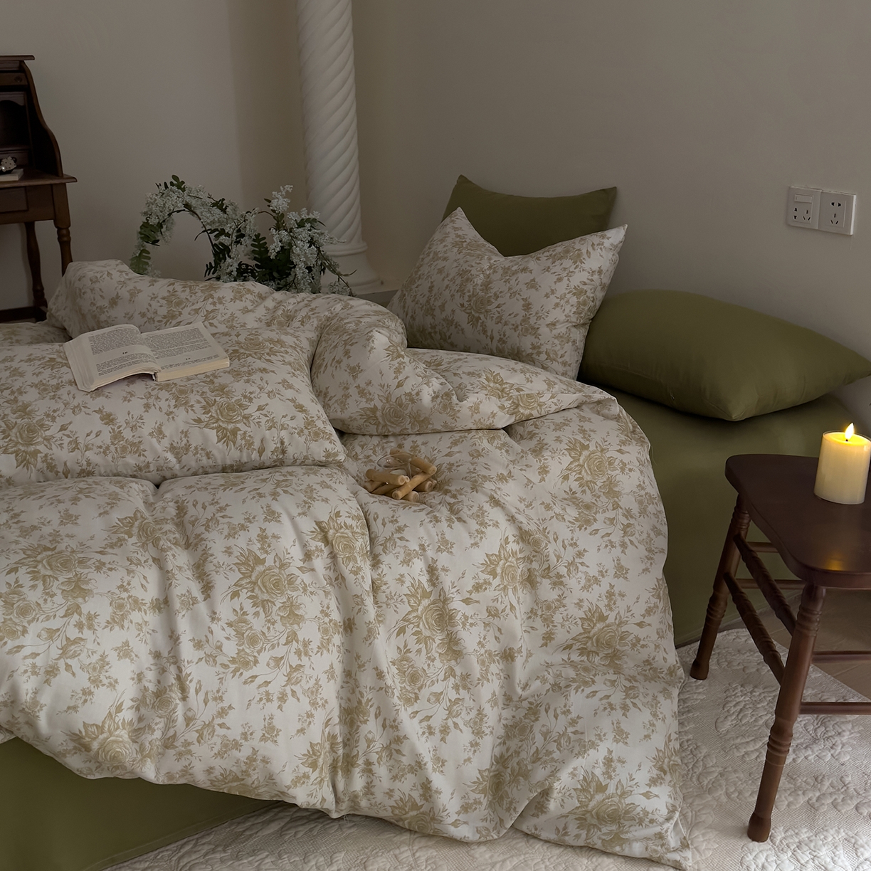 91家纺网 家纺一手货源 找家纺 DoDo 兜兜 2026新款全棉纯棉复古双层纱四件套系列（可定做尺寸） 眠香铺