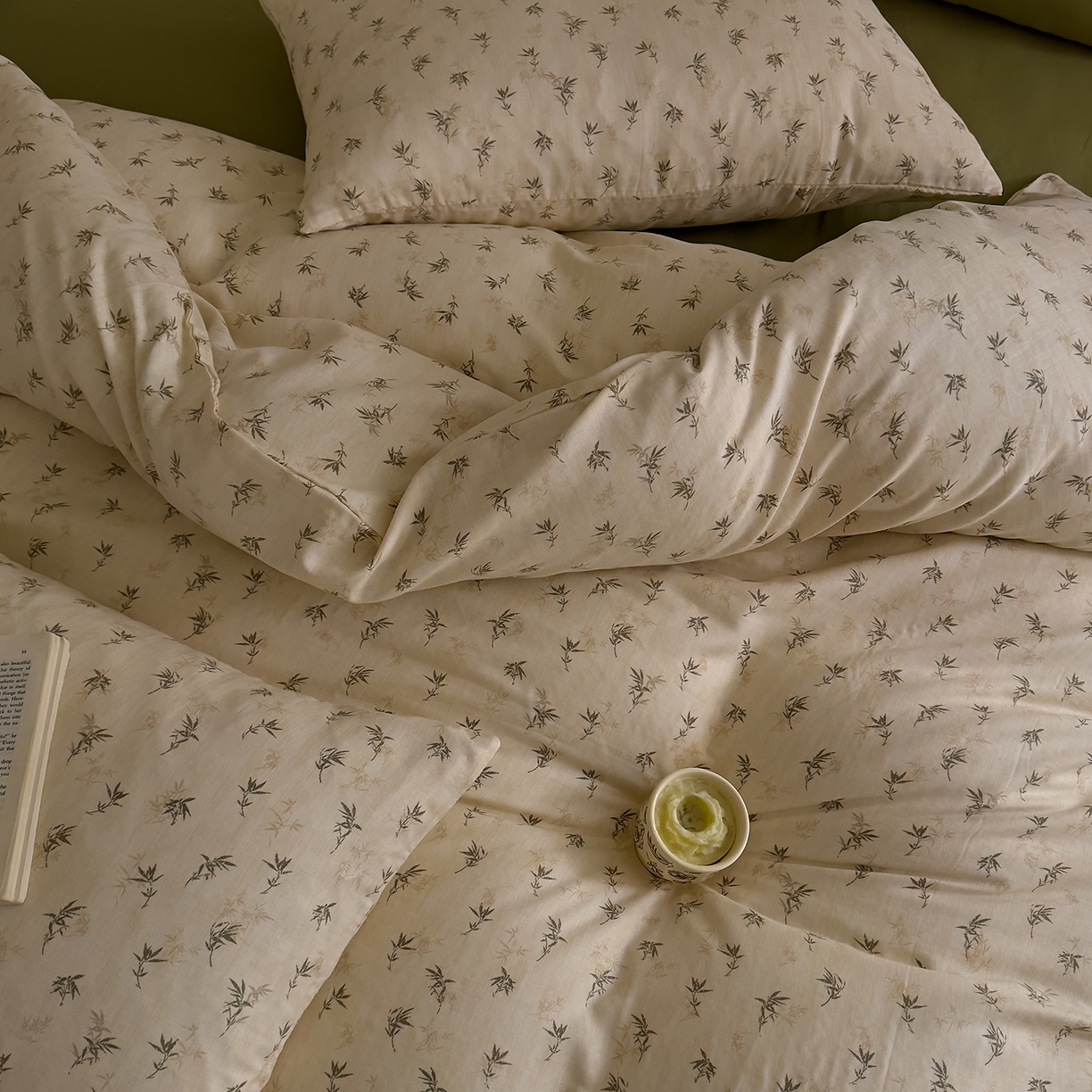 91家纺网 家纺一手货源 找家纺 DoDo 兜兜 2026新款全棉纯棉复古双层纱四件套系列（可定做尺寸） 青竹漫-米