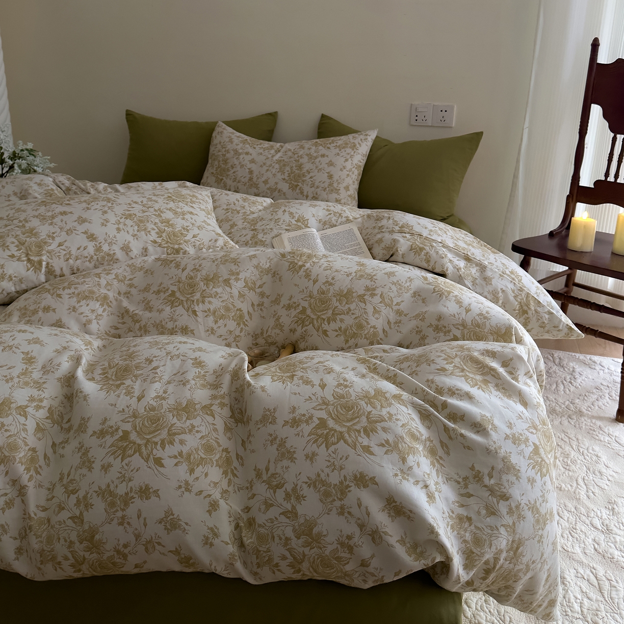 91家纺网 家纺一手货源 找家纺 DoDo 兜兜 2026新款全棉纯棉复古双层纱四件套系列（可定做尺寸） 眠香铺