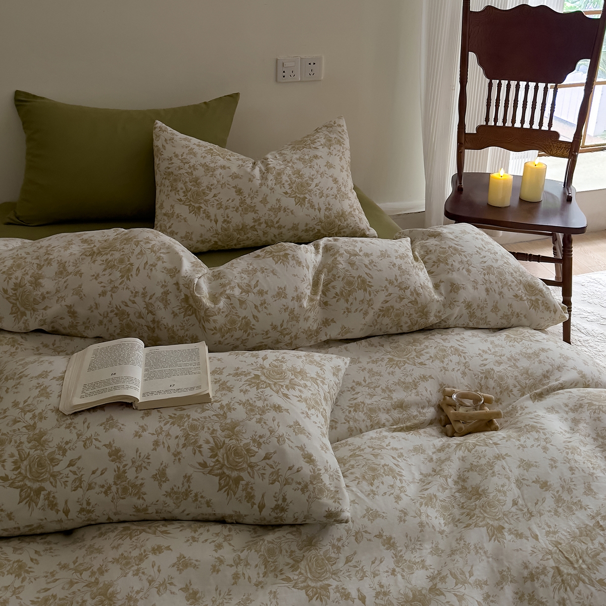 91家纺网 家纺一手货源 找家纺 DoDo 兜兜 2026新款全棉纯棉复古双层纱四件套系列（可定做尺寸） 眠香铺