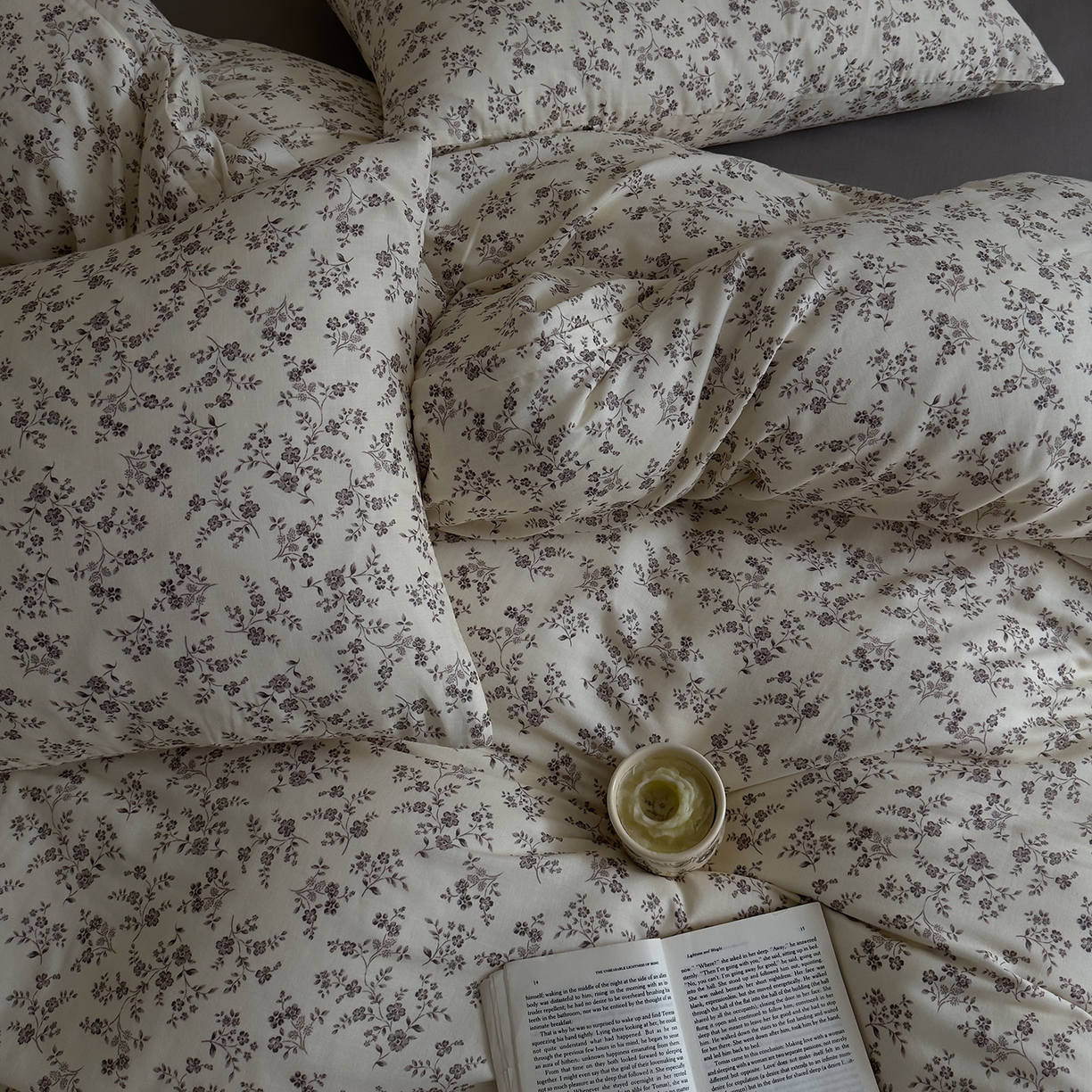 91家纺网 家纺一手货源 找家纺 DoDo 兜兜 2026新款全棉纯棉复古双层纱四件套系列（可定做尺寸） 叶语-灰