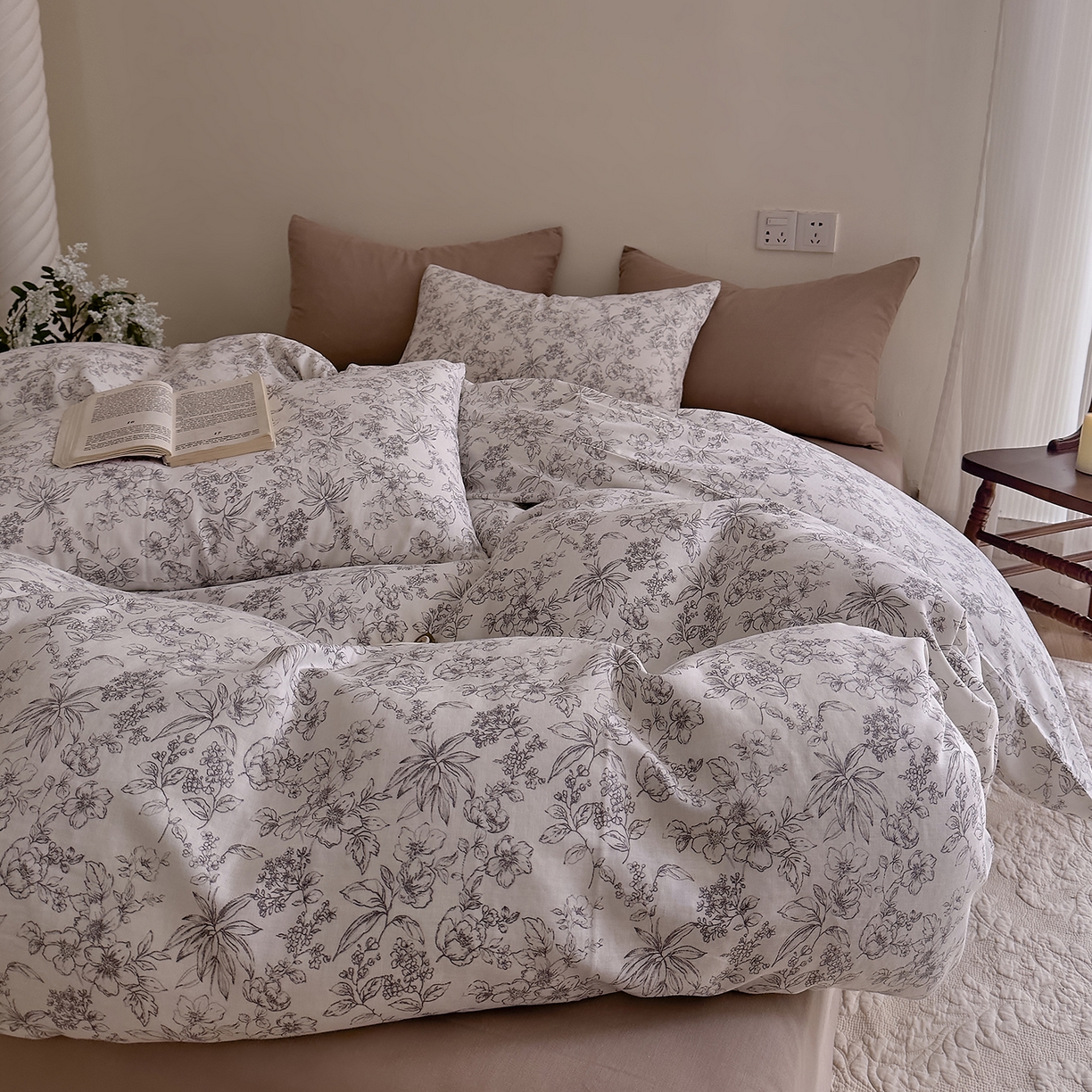 91家纺网 家纺一手货源 找家纺 DoDo 兜兜 2026新款全棉纯棉复古双层纱四件套系列（可定做尺寸） 睡花间