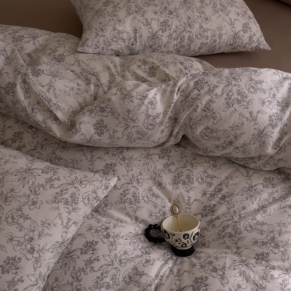 91家纺网 家纺一手货源 找家纺 DoDo 兜兜 2026新款全棉纯棉复古双层纱四件套系列（可定做尺寸） 睡花间