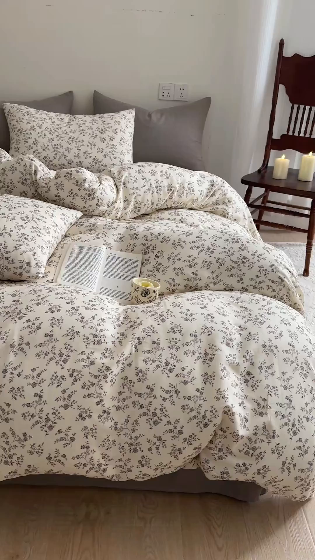 91家纺网 家纺一手货源 找家纺 DoDo 兜兜 2026新款全棉纯棉复古双层纱四件套系列（可定做尺寸） 叶语-灰