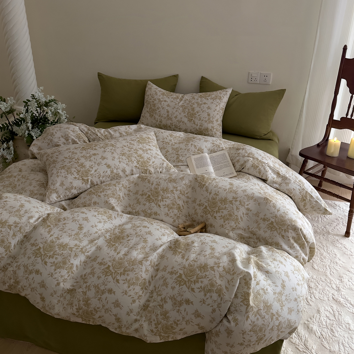 91家纺网 家纺一手货源 找家纺 DoDo 兜兜 2026新款全棉纯棉复古双层纱四件套系列（可定做尺寸） 眠香铺