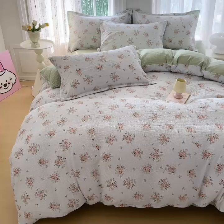 91家纺网 家纺一手货源 找家纺 家贝爱 2026新款轻氧泡泡棉被套 花漾