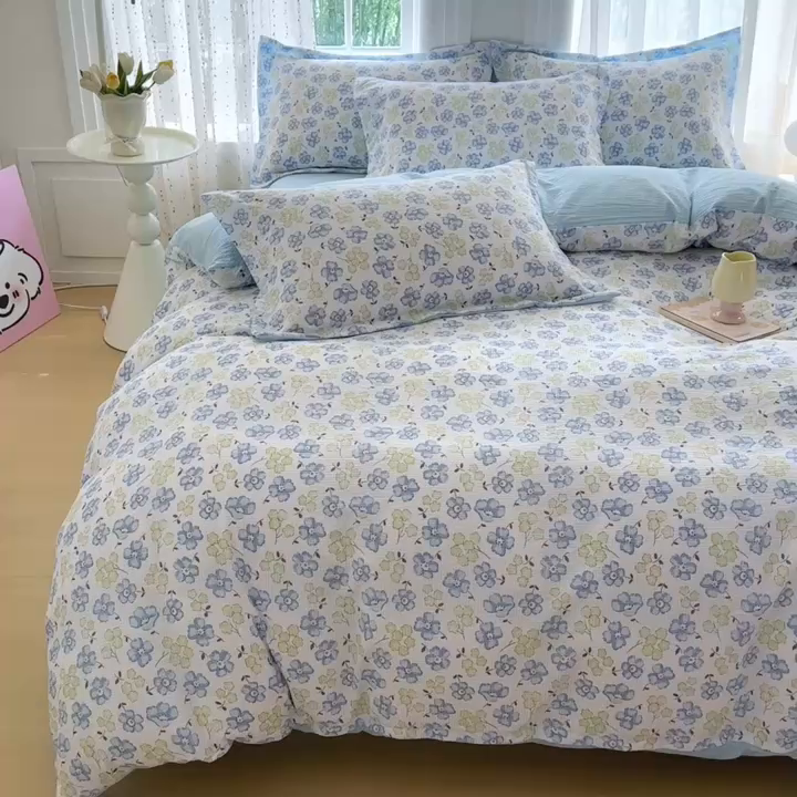 91家纺网 家纺一手货源 找家纺 家贝爱 2026新款轻氧泡泡棉被套 蓝色妖姬