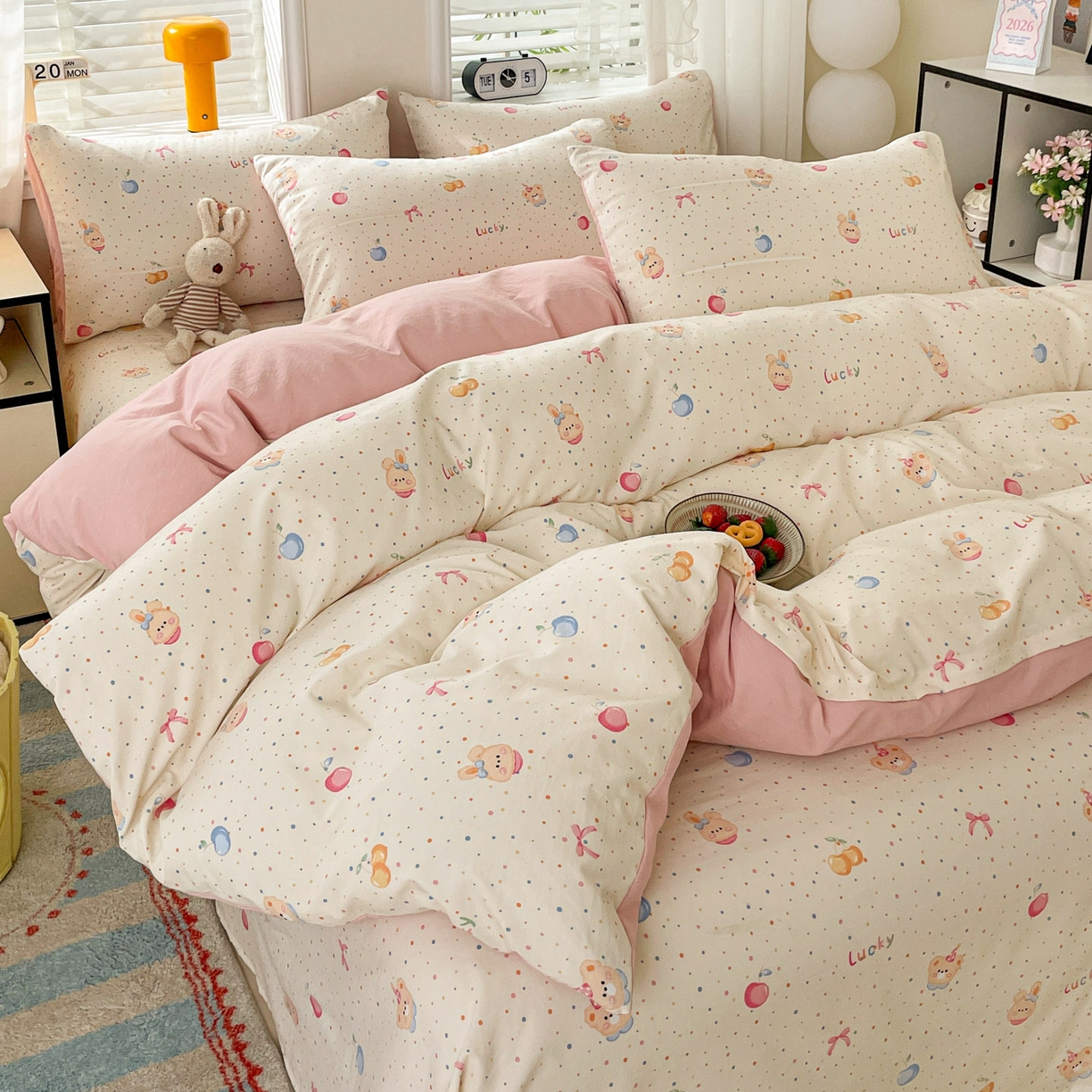 91家纺网 家纺一手货源 找家纺 纽缦家纺 2026新款A类105g仿棉四件套古法水洗棉四件套 乐淘