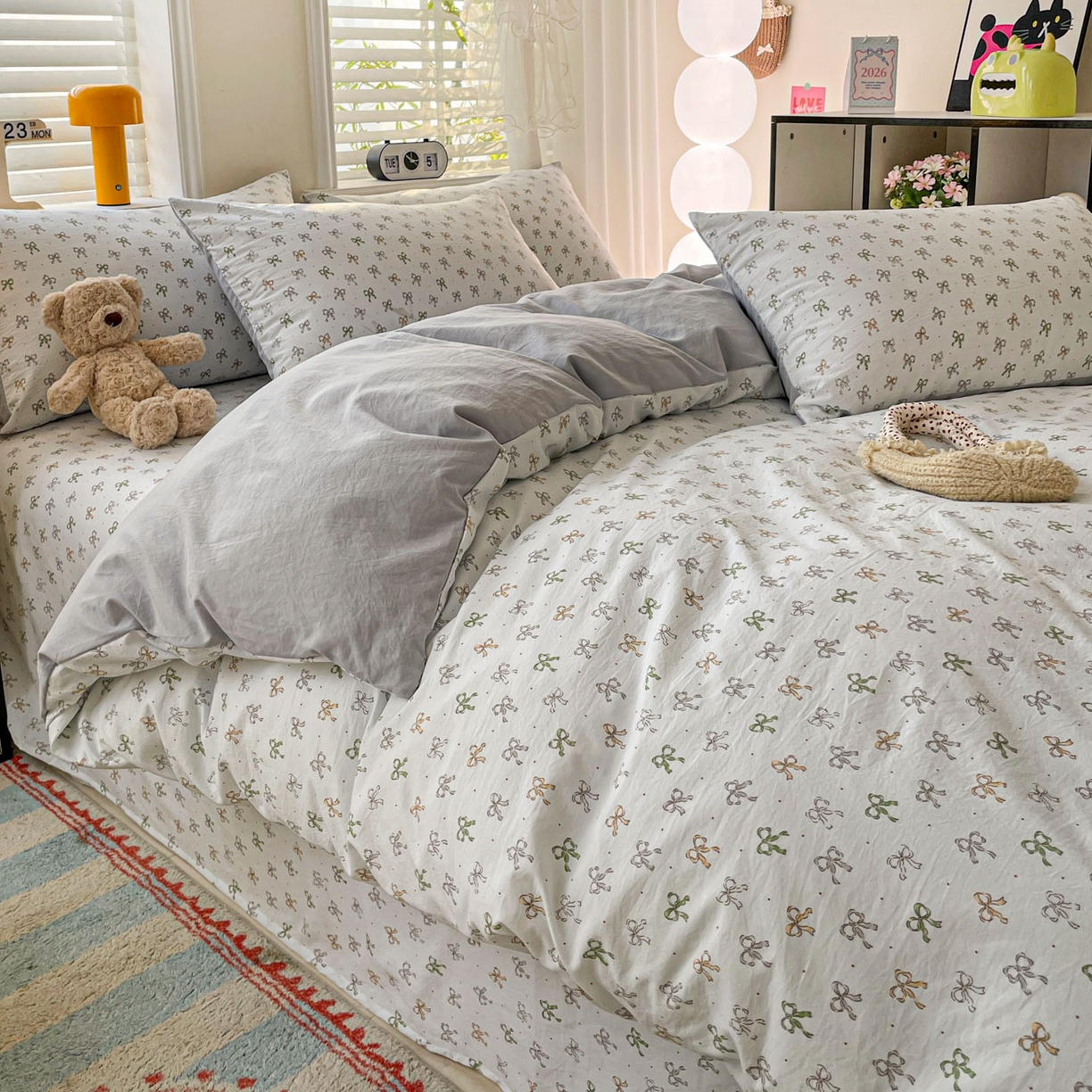 91家纺网 家纺一手货源 找家纺 纽缦家纺 2026新款A类105g仿棉四件套古法水洗棉四件套 铃兰-兰