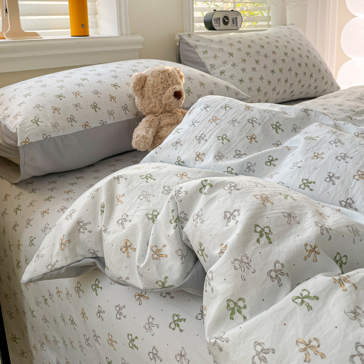 91家纺网 家纺一手货源 找家纺 纽缦家纺 2026新款A类105g仿棉四件套古法水洗棉四件套 铃兰-兰