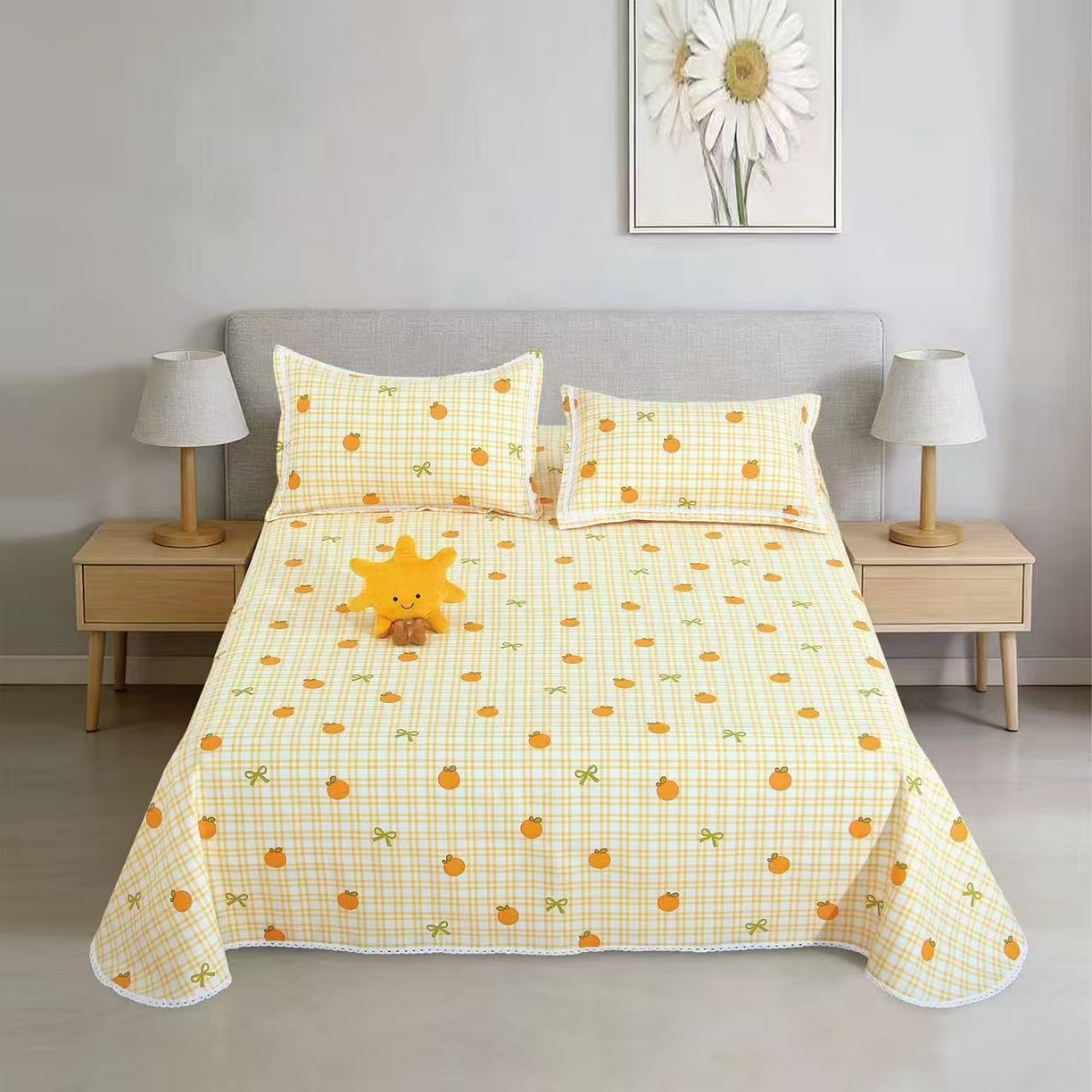 91家纺网 家纺一手货源 找家纺 （总）望淮家纺 2026新款老粗布花边款床单三件套