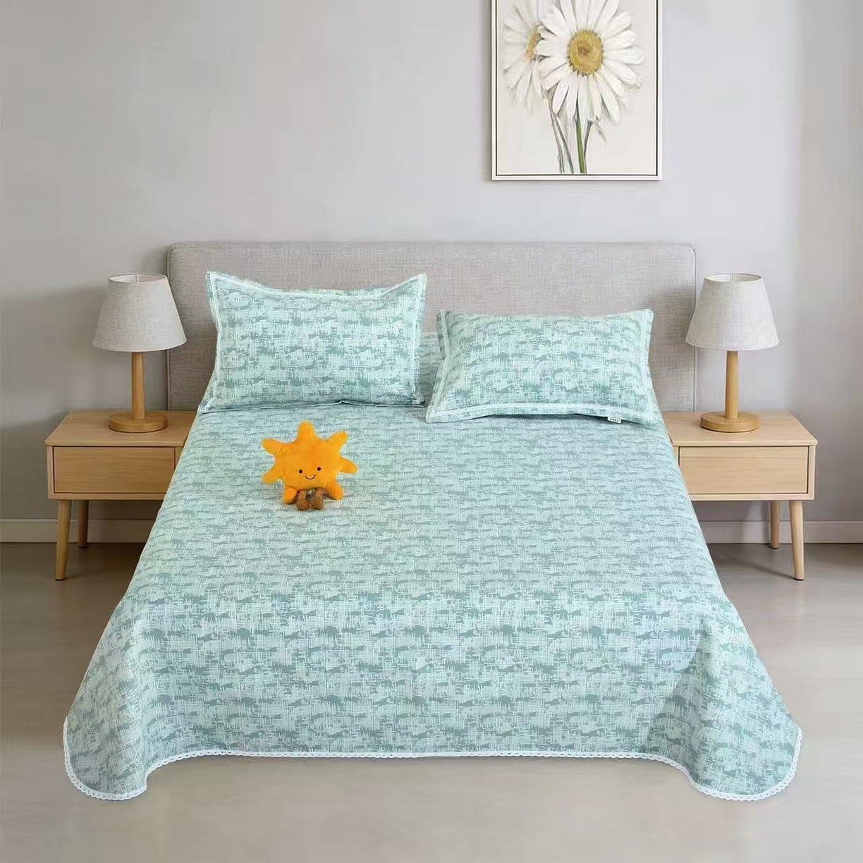 91家纺网 家纺一手货源 找家纺 （总）望淮家纺 2026新款老粗布花边款床单三件套