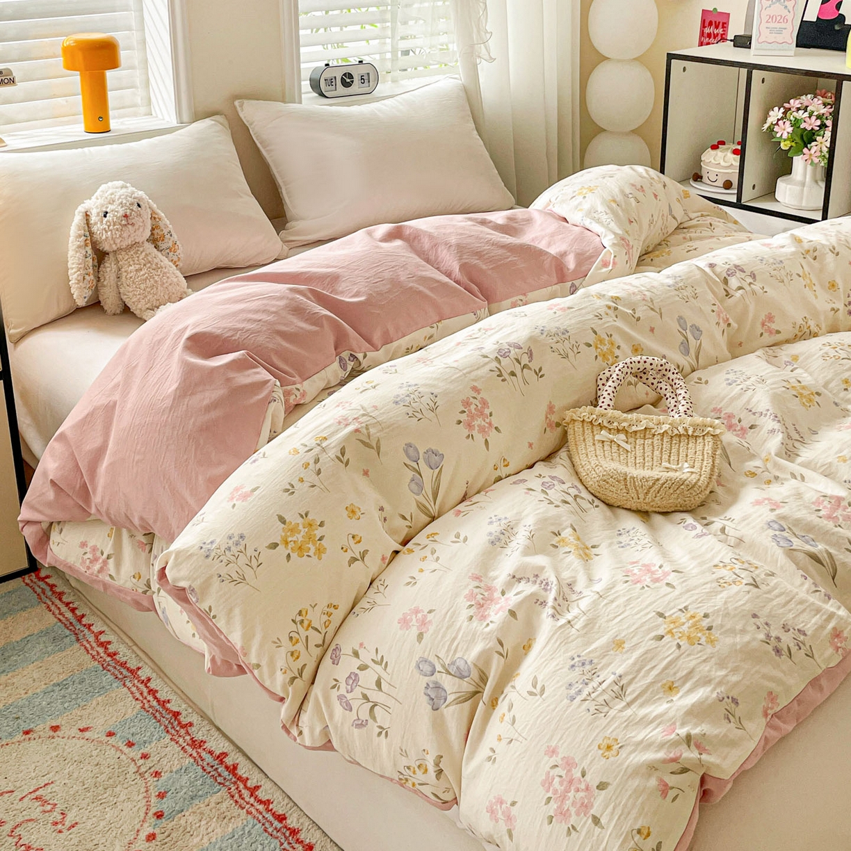 91家纺网 家纺一手货源 找家纺 纽缦家纺 2026新款A类105g仿棉四件套古法水洗棉四件套 聆风