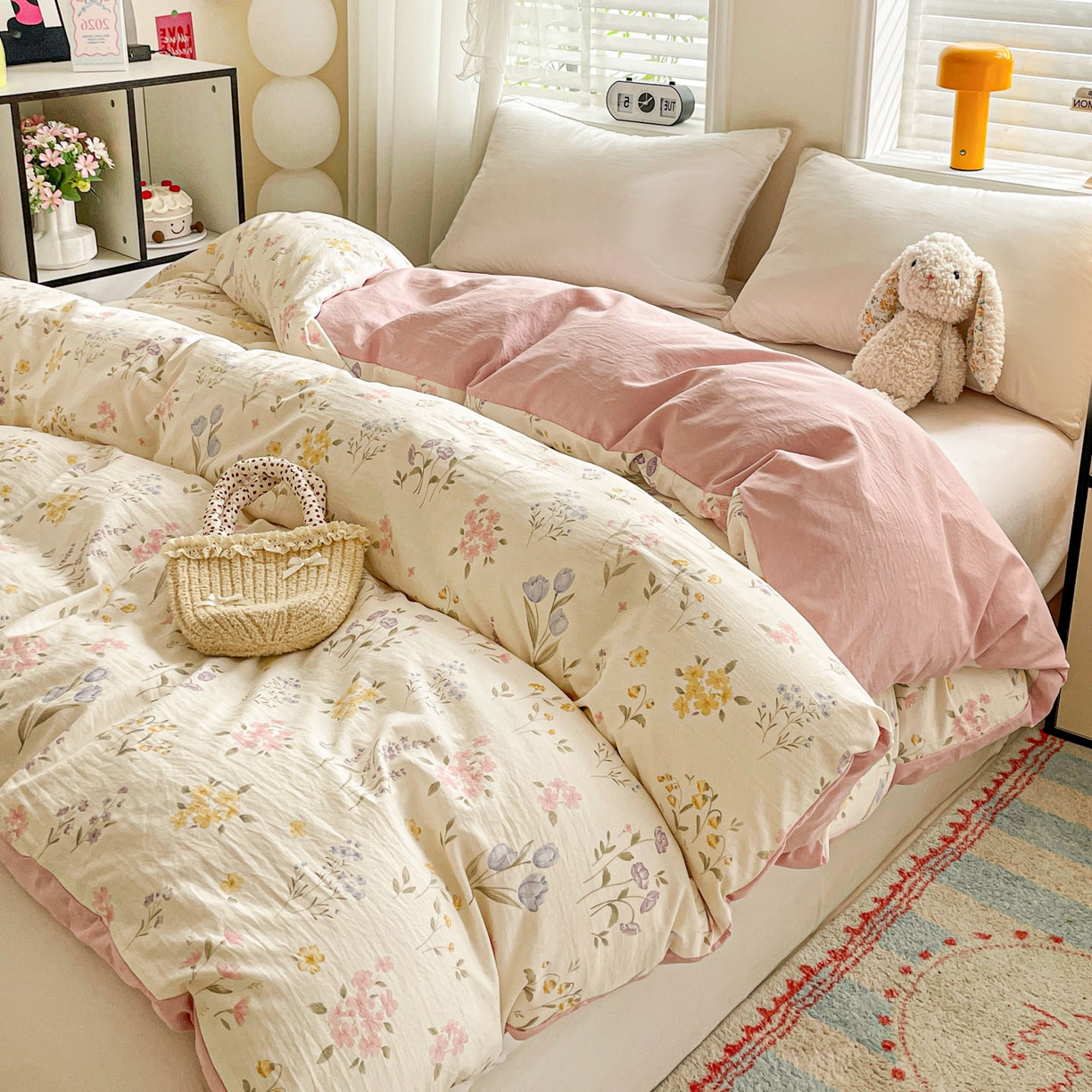 91家纺网 家纺一手货源 找家纺 纽缦家纺 2026新款A类105g仿棉四件套古法水洗棉四件套 聆风