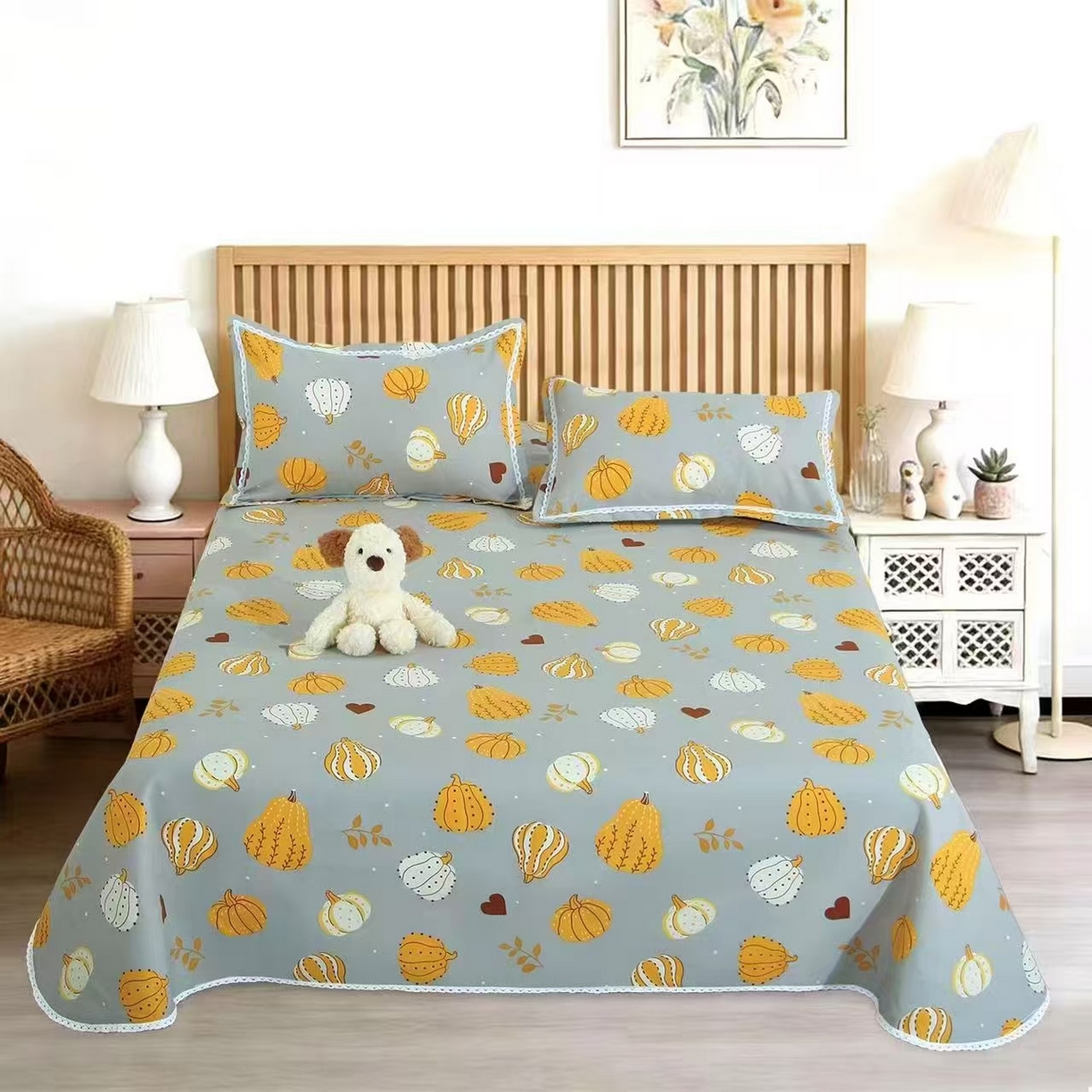 91家纺网 家纺一手货源 找家纺 （总）望淮家纺 2026新款老粗布花边款床单三件套