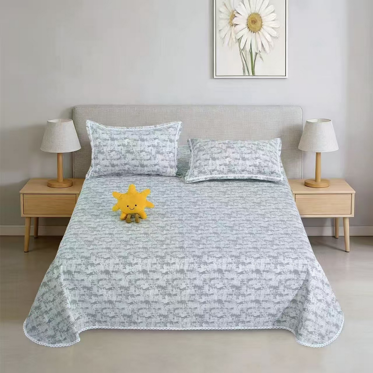 91家纺网 家纺一手货源 找家纺 （总）望淮家纺 2026新款老粗布花边款床单三件套