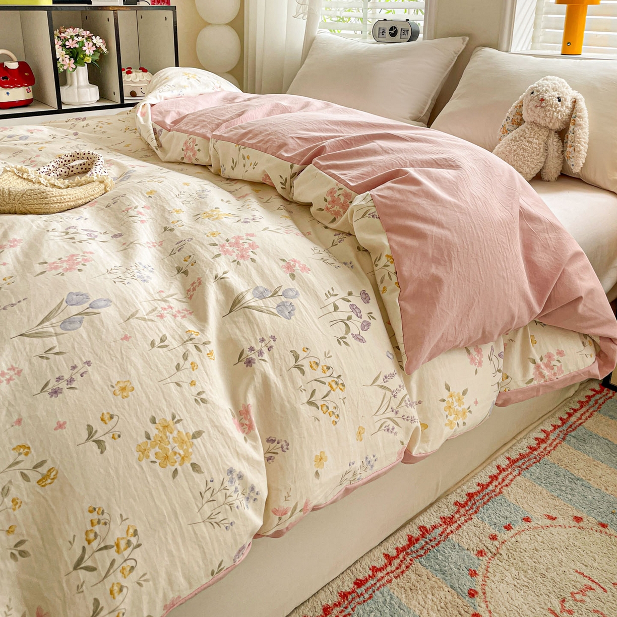 91家纺网 家纺一手货源 找家纺 纽缦家纺 2026新款A类105g仿棉四件套古法水洗棉四件套 聆风