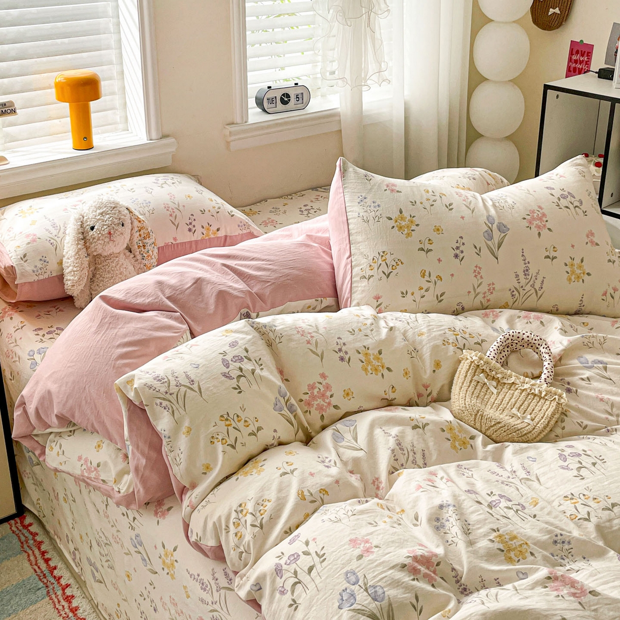 91家纺网 家纺一手货源 找家纺 纽缦家纺 2026新款A类105g仿棉四件套古法水洗棉四件套 聆风