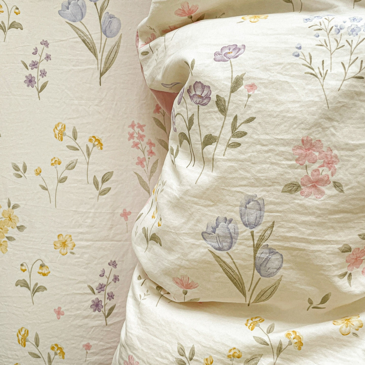 91家纺网 家纺一手货源 找家纺 纽缦家纺 2026新款A类105g仿棉四件套古法水洗棉四件套 聆风