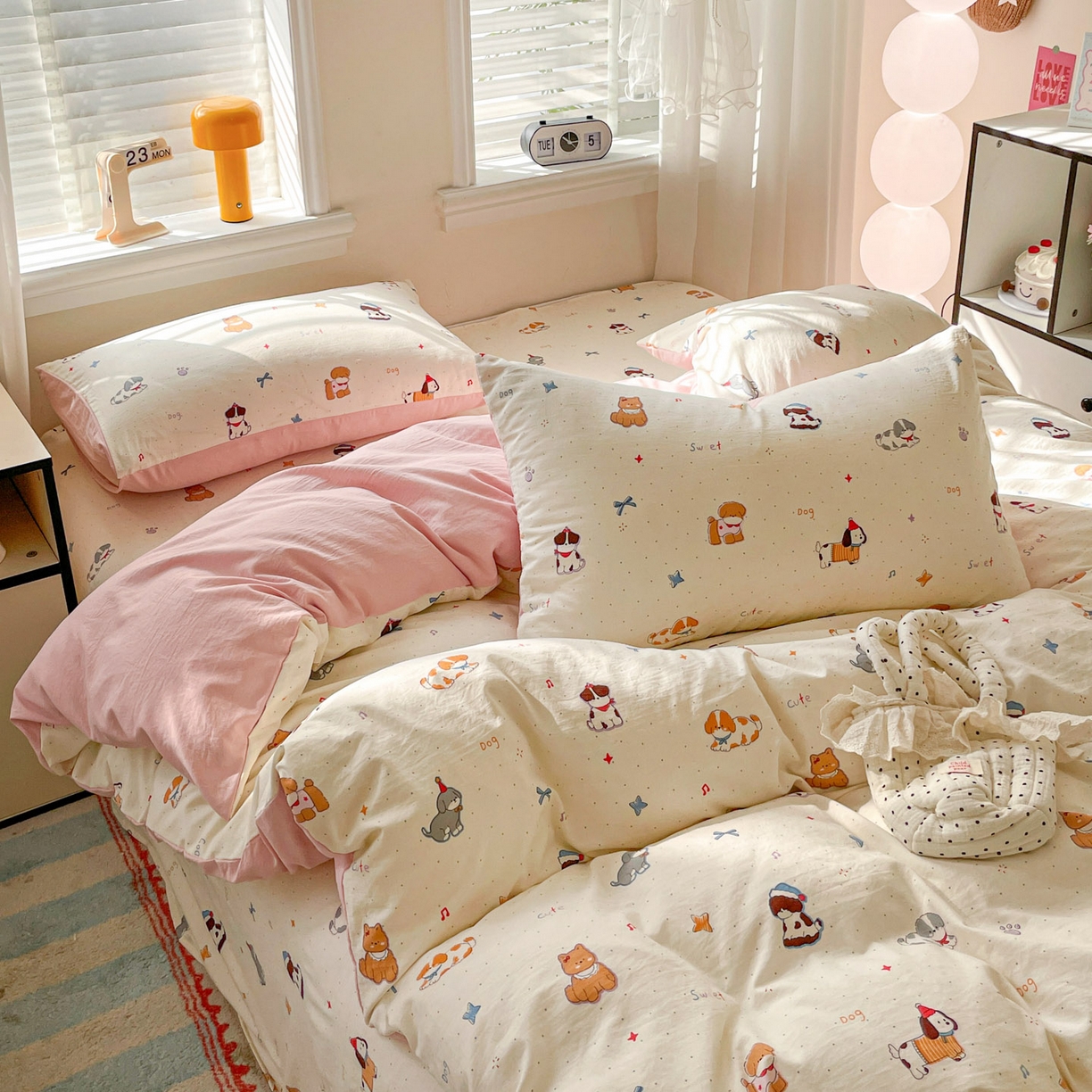 91家纺网 家纺一手货源 找家纺 纽缦家纺 2026新款A类105g仿棉四件套古法水洗棉四件套 洛奇