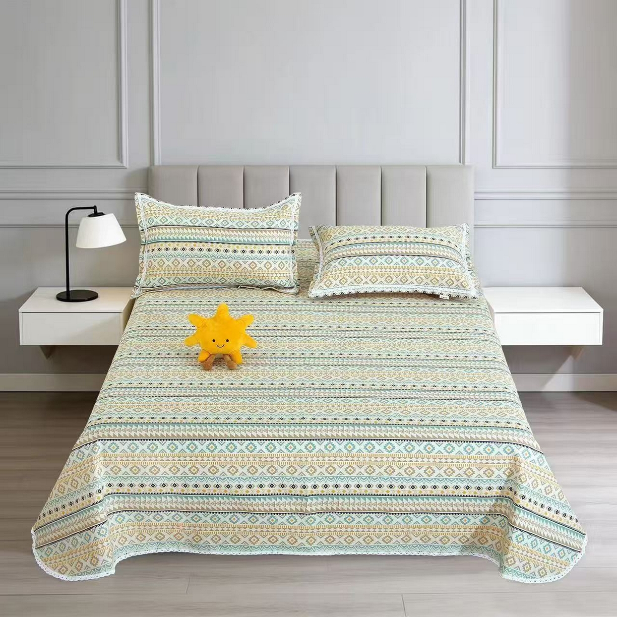 望淮家纺 2026新款老粗布花边款床单三件套 春意