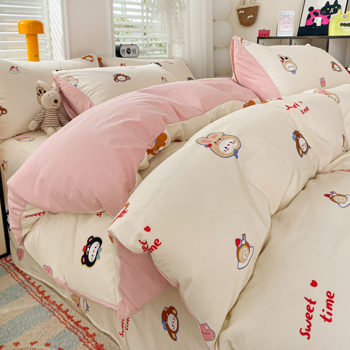 纽缦家纺 2026新款A类105g仿棉四件套古法水洗棉四件套 慕尼