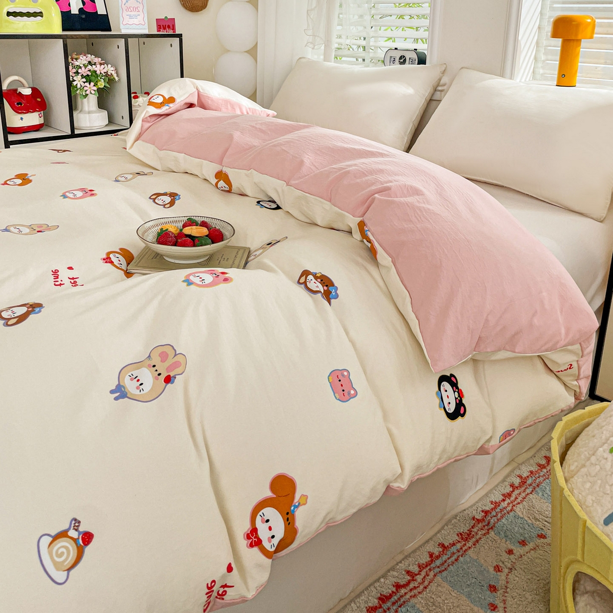 91家纺网 家纺一手货源 找家纺 纽缦家纺 2026新款A类105g仿棉四件套古法水洗棉四件套 慕尼