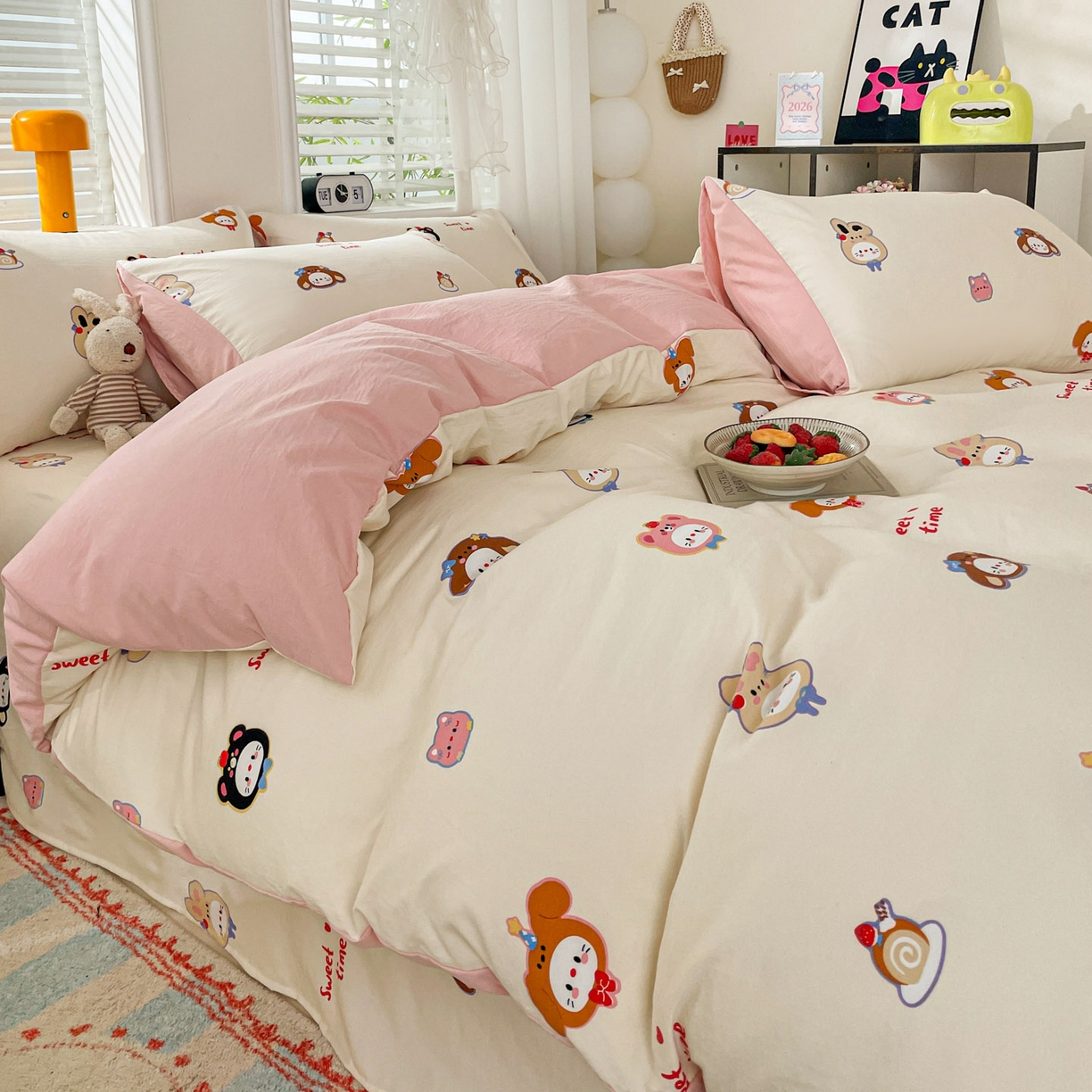 91家纺网 家纺一手货源 找家纺 纽缦家纺 2026新款A类105g仿棉四件套古法水洗棉四件套 慕尼