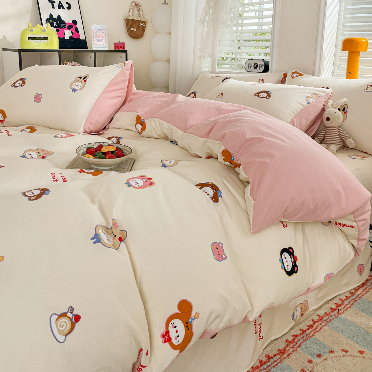 91家纺网 家纺一手货源 找家纺 纽缦家纺 2026新款A类105g仿棉四件套古法水洗棉四件套 慕尼