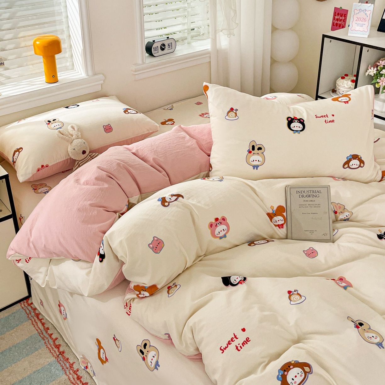 91家纺网 家纺一手货源 找家纺 纽缦家纺 2026新款A类105g仿棉四件套古法水洗棉四件套 慕尼