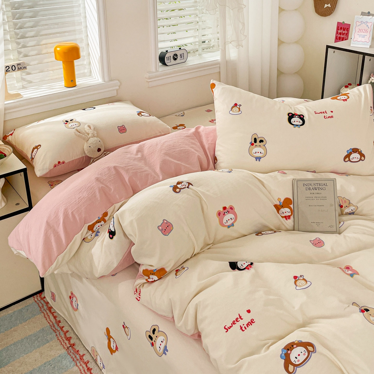 91家纺网 家纺一手货源 找家纺 纽缦家纺 2026新款A类105g仿棉四件套古法水洗棉四件套 慕尼