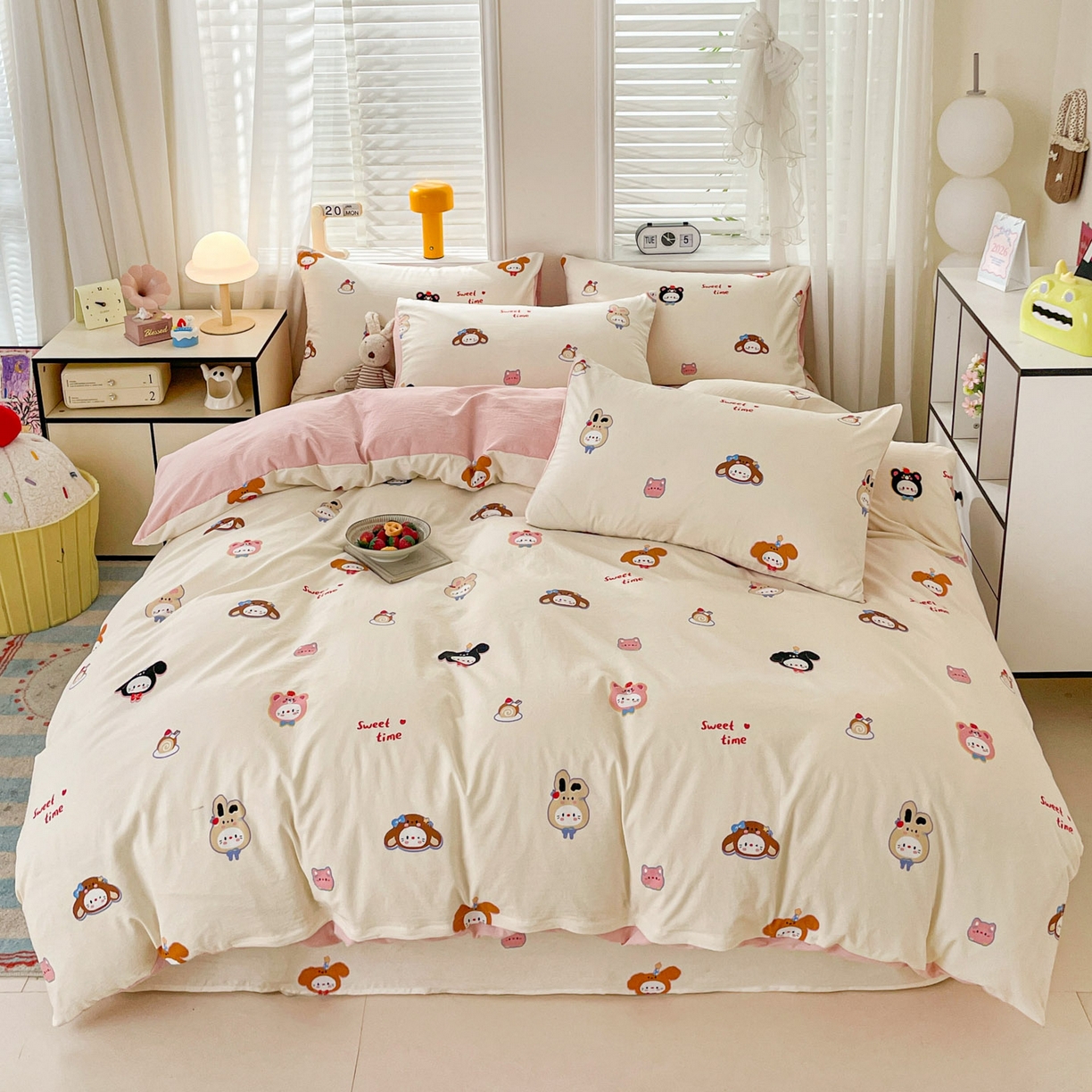 91家纺网 家纺一手货源 找家纺 纽缦家纺 2026新款A类105g仿棉四件套古法水洗棉四件套 慕尼