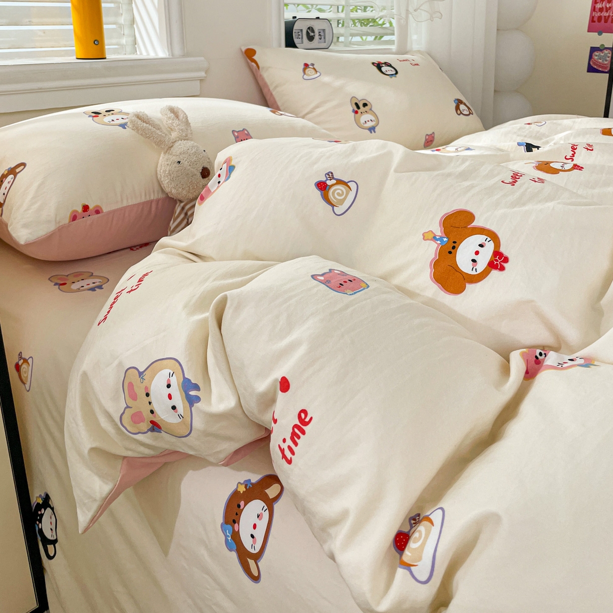 91家纺网 家纺一手货源 找家纺 纽缦家纺 2026新款A类105g仿棉四件套古法水洗棉四件套 慕尼