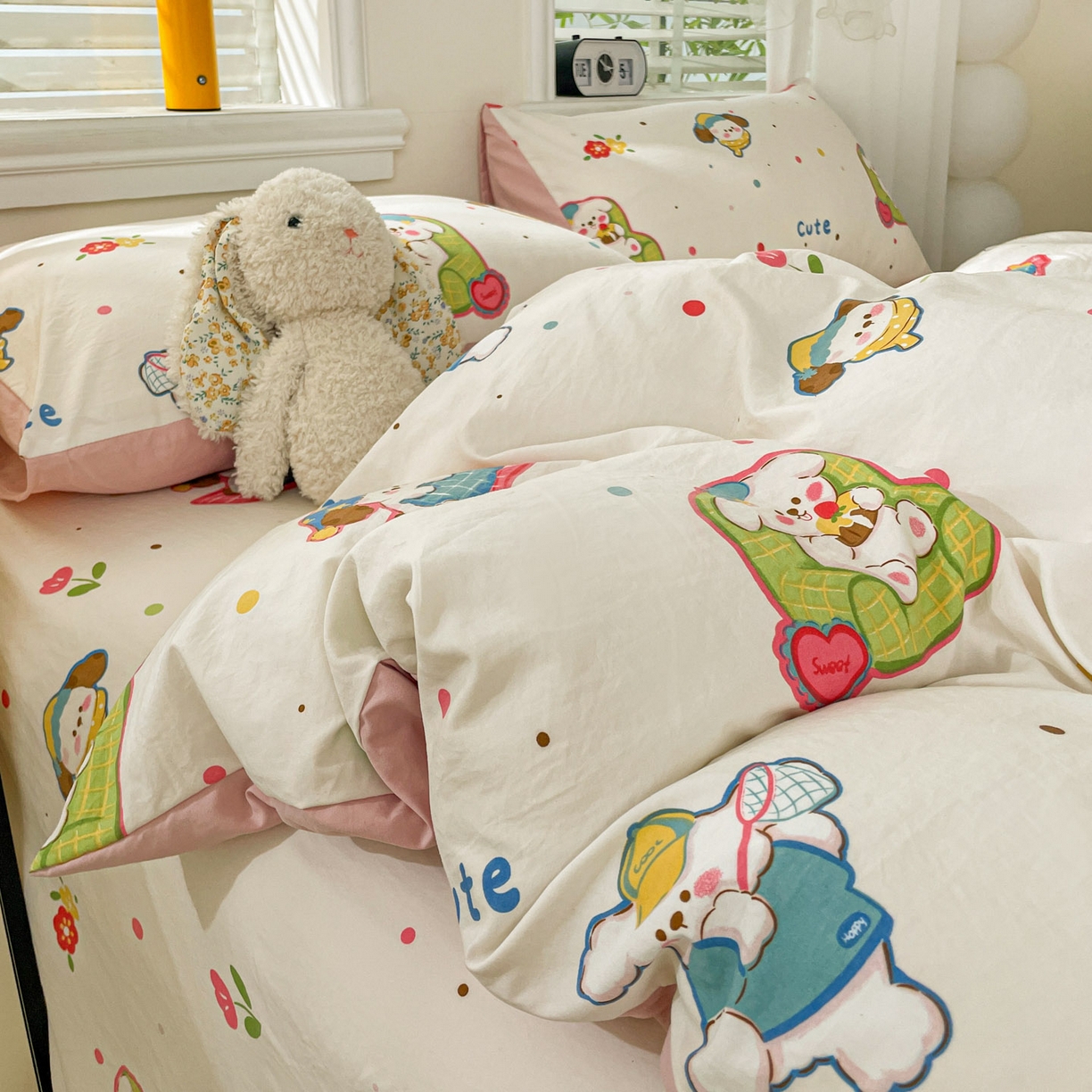 91家纺网 家纺一手货源 找家纺 纽缦家纺 2026新款A类105g仿棉四件套古法水洗棉四件套 心愿狗