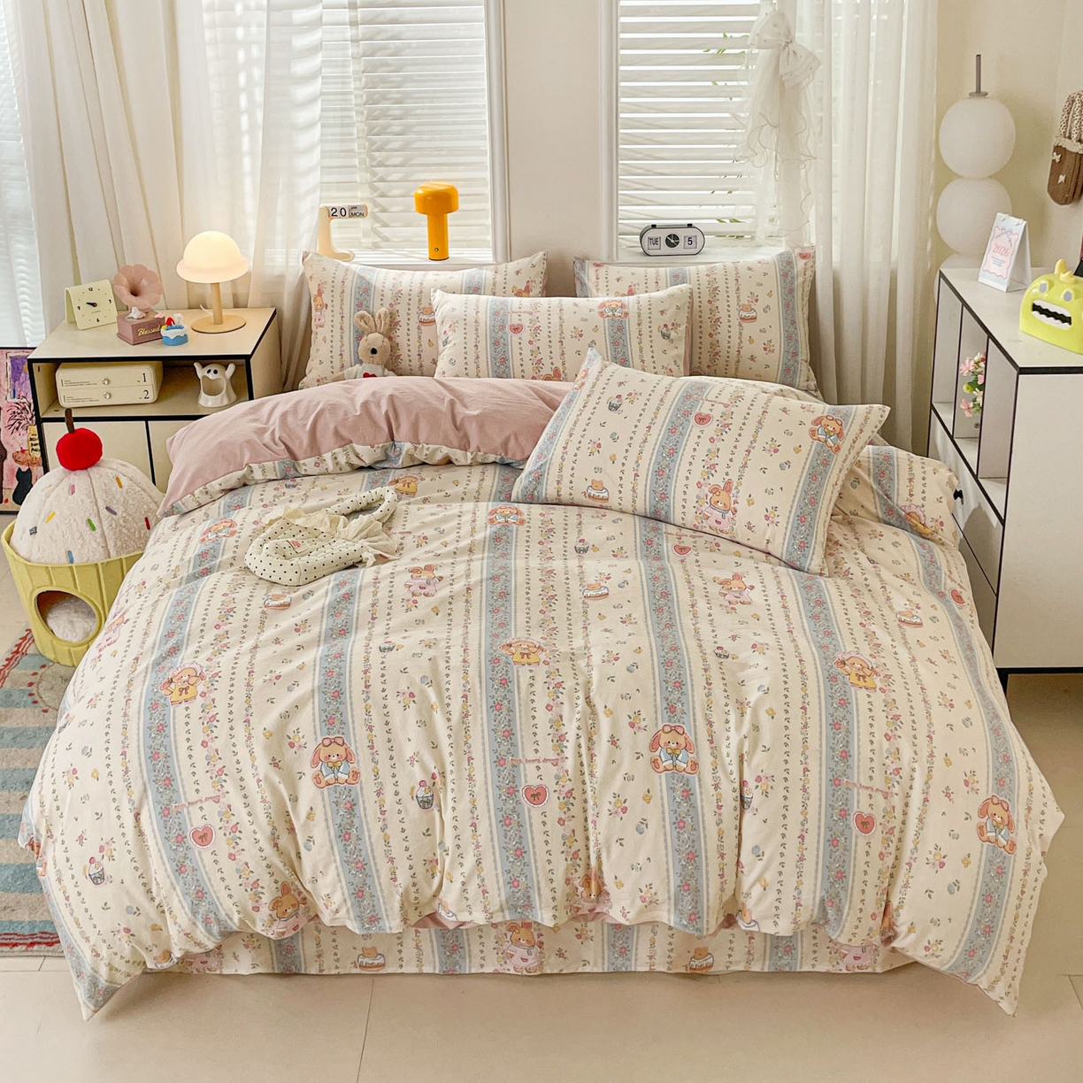 91家纺网 家纺一手货源 找家纺 纽缦家纺 2026新款A类105g仿棉四件套古法水洗棉四件套 幸运狗