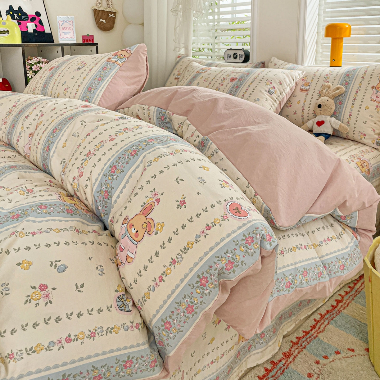 91家纺网 家纺一手货源 找家纺 纽缦家纺 2026新款A类105g仿棉四件套古法水洗棉四件套 幸运狗