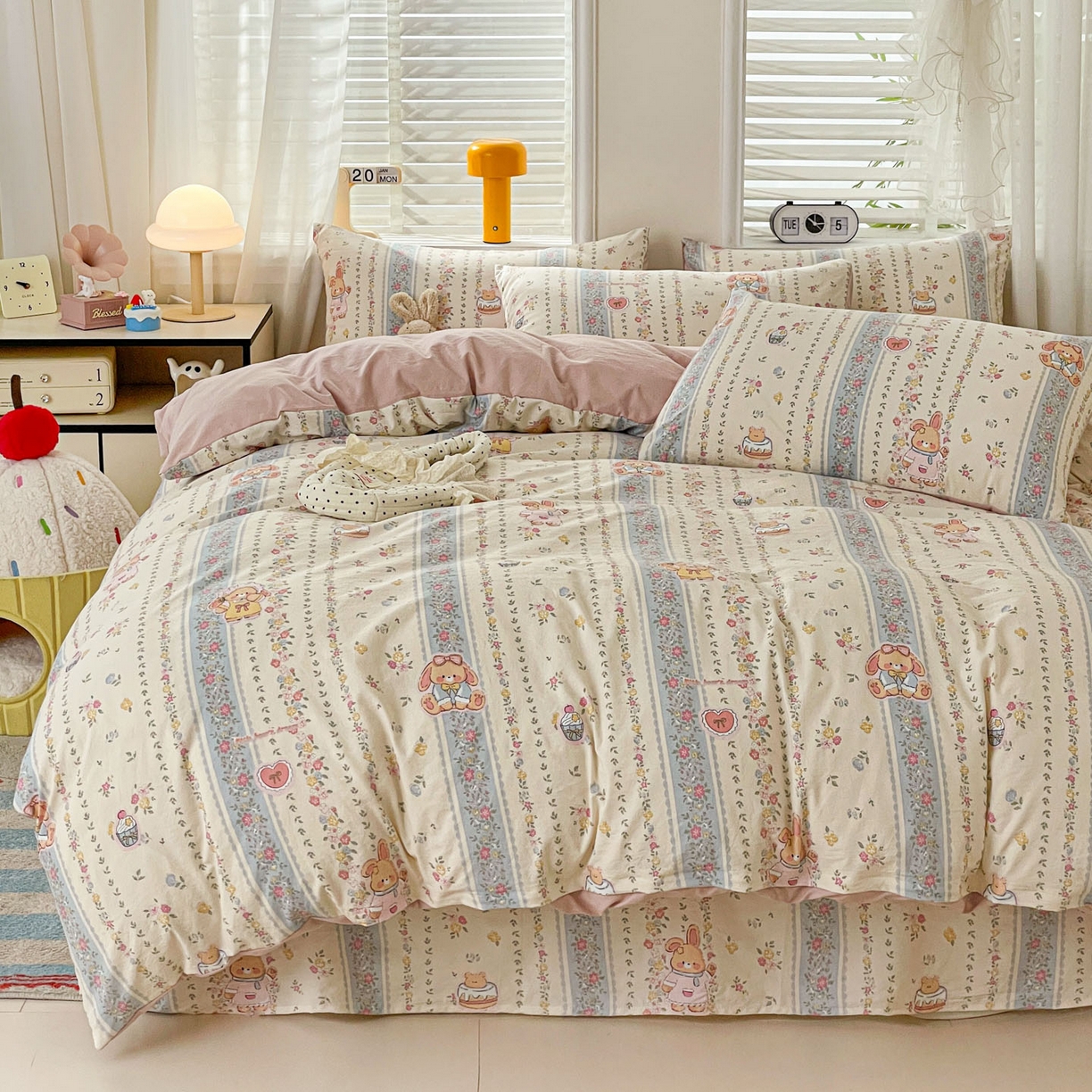 91家纺网 家纺一手货源 找家纺 纽缦家纺 2026新款A类105g仿棉四件套古法水洗棉四件套 幸运狗