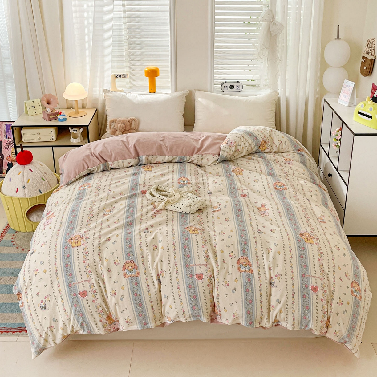 91家纺网 家纺一手货源 找家纺 纽缦家纺 2026新款A类105g仿棉四件套古法水洗棉四件套 幸运狗