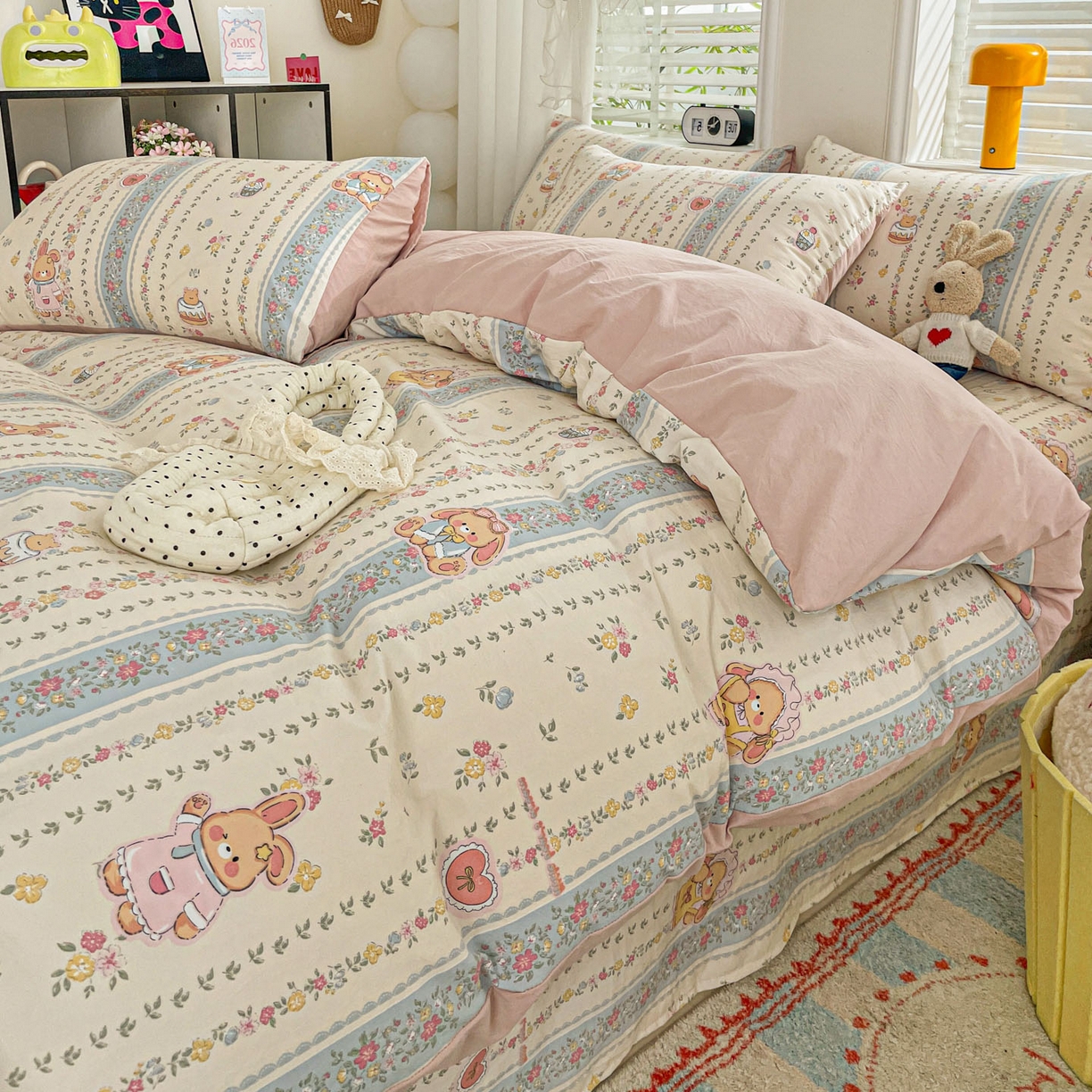 91家纺网 家纺一手货源 找家纺 纽缦家纺 2026新款A类105g仿棉四件套古法水洗棉四件套 幸运狗