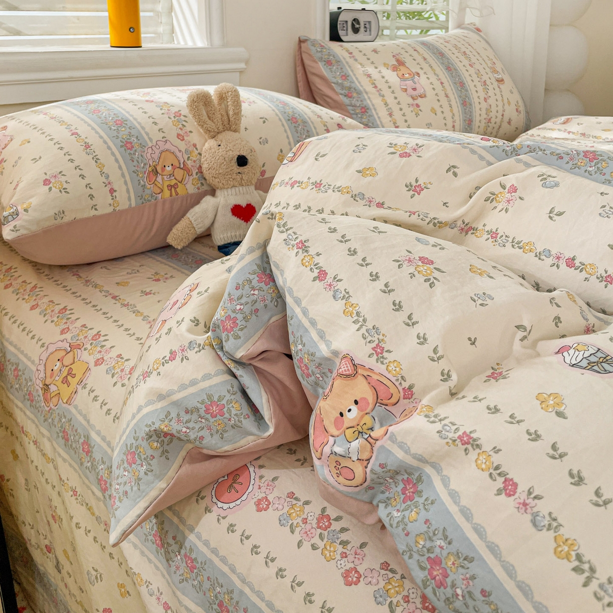 91家纺网 家纺一手货源 找家纺 纽缦家纺 2026新款A类105g仿棉四件套古法水洗棉四件套 幸运狗