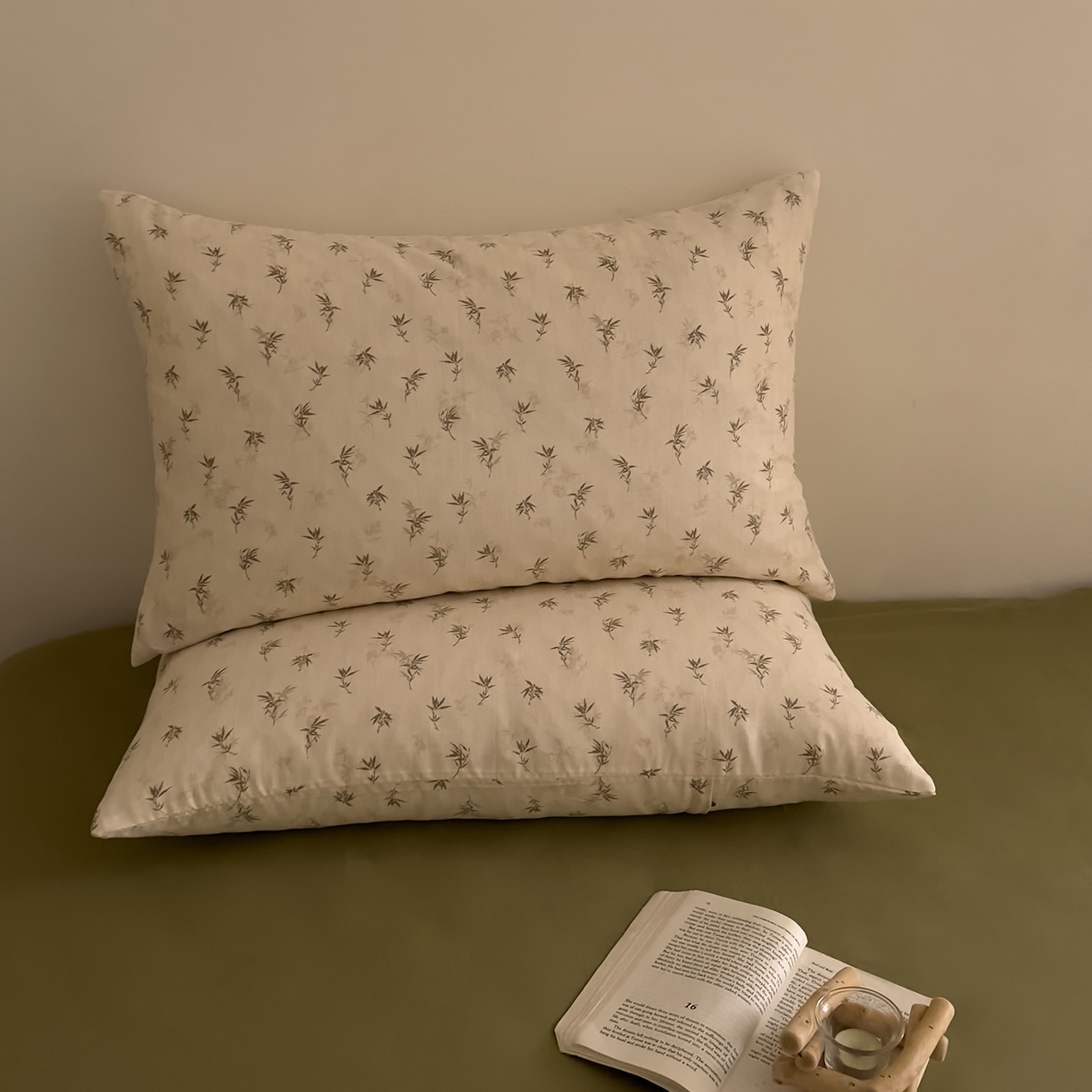 91家纺网 家纺一手货源 找家纺 DoDo 兜兜 2026新款全棉纯棉复古双层纱单品枕套系列（可定做尺寸） 青竹漫-米