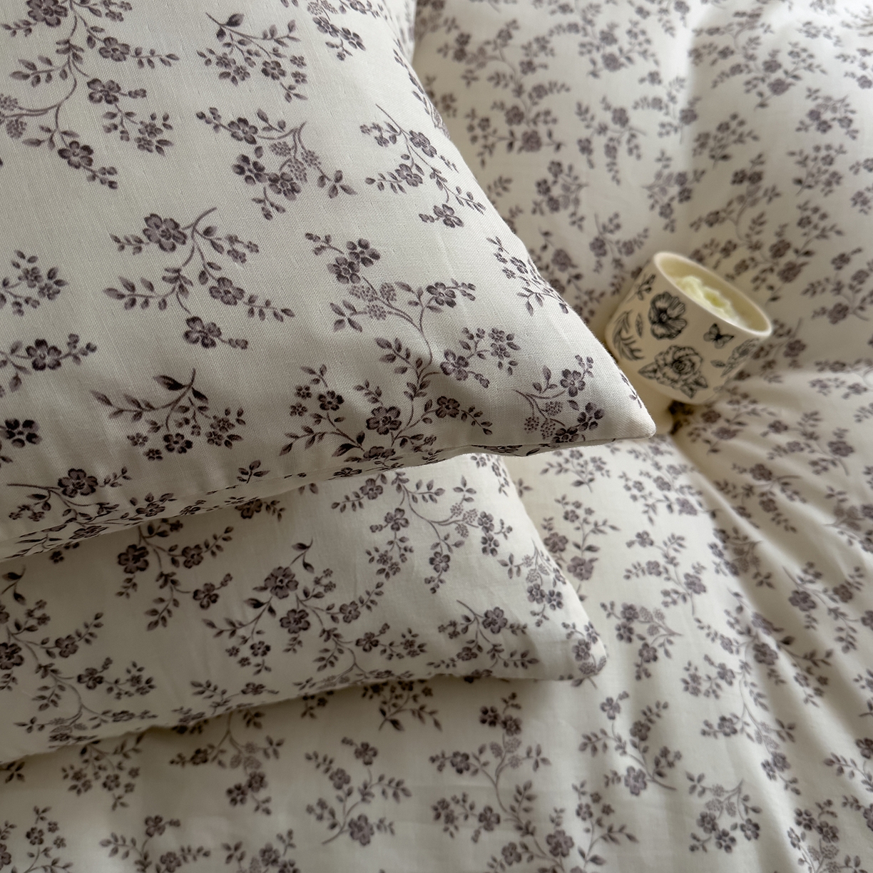 91家纺网 家纺一手货源 找家纺 DoDo 兜兜 2026新款全棉纯棉复古双层纱单品枕套系列（可定做尺寸） 叶语-灰