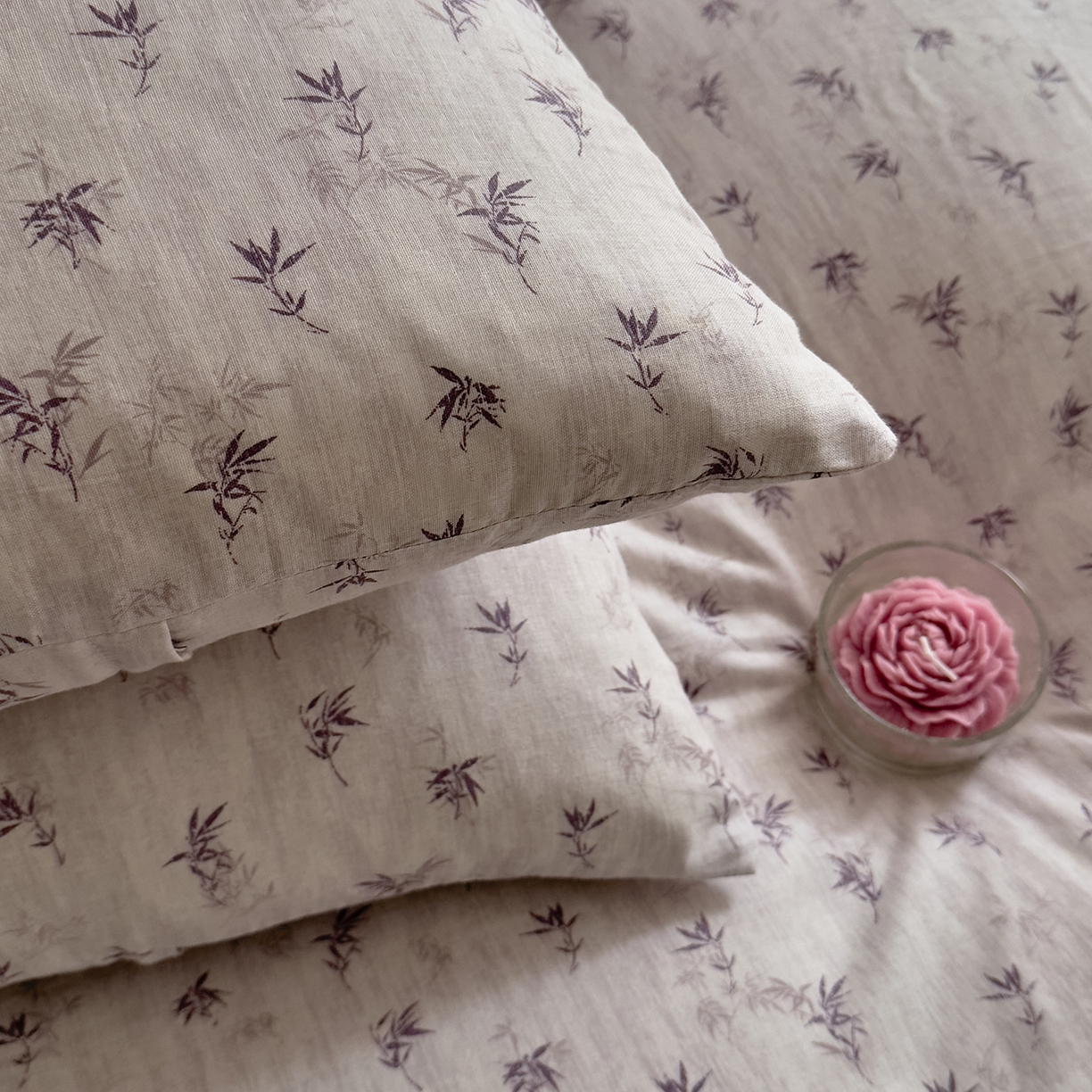 91家纺网 家纺一手货源 找家纺 DoDo 兜兜 2026新款全棉纯棉复古双层纱单品枕套系列（可定做尺寸） 青竹漫-灰