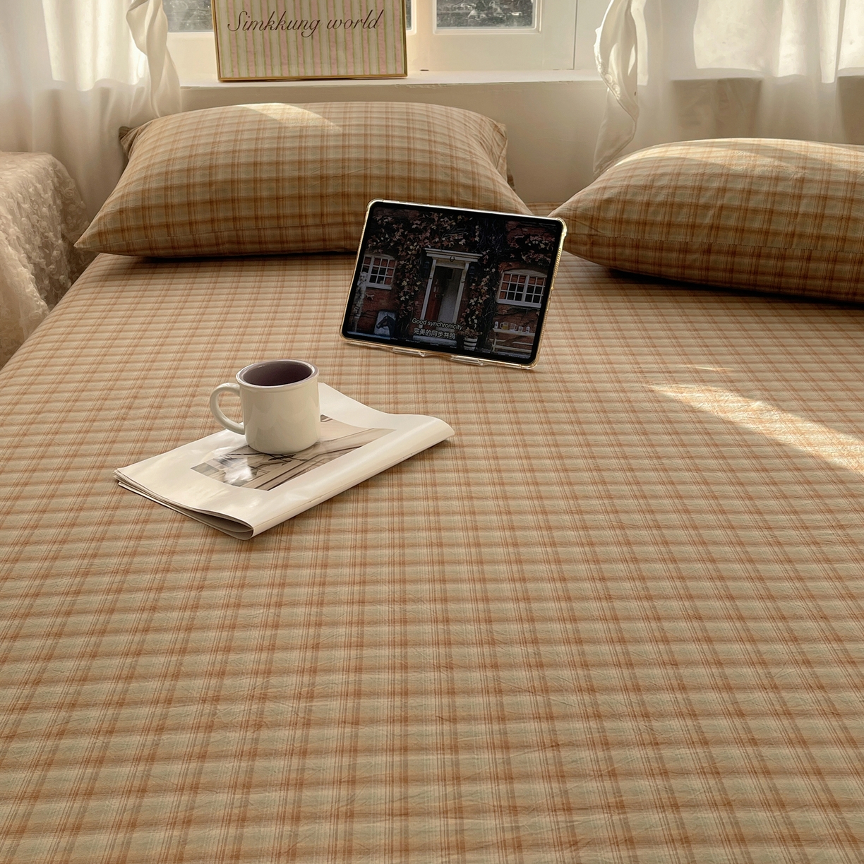 91家纺网 家纺一手货源 找家纺 六巷胡同 2026新款A类全棉纯棉水洗棉色织格子单品床单 床单单件 巷往-绿格