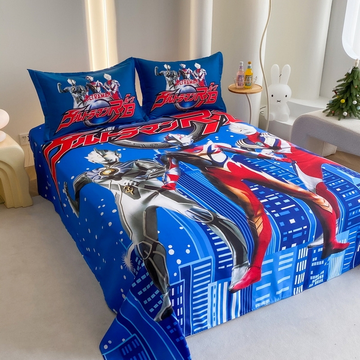 91家纺网 家纺一手货源 找家纺 一电 2026新款卡通床单单件被单学生宿舍被罩三件套单人儿童上下床床单-磨毛床单 第二批 奥特归来