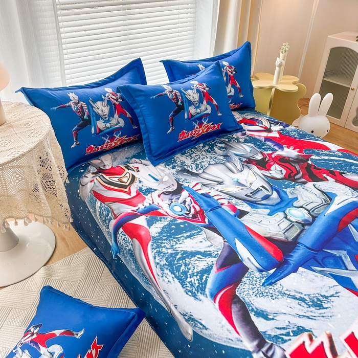 91家纺网 家纺一手货源 找家纺 一电 2026新款卡通床单单件被单学生宿舍被罩三件套单人儿童上下床床单-磨毛床单 第二批 奥特警卫队