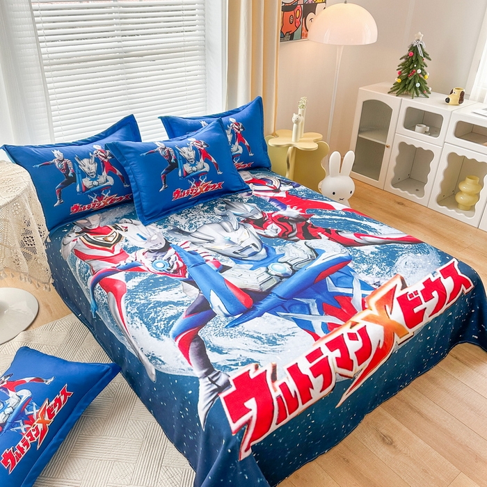 91家纺网 家纺一手货源 找家纺 一电 2026新款卡通床单单件被单学生宿舍被罩三件套单人儿童上下床床单-磨毛床单 第二批 奥特警卫队