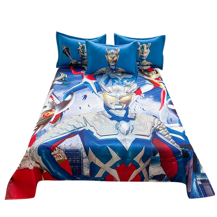 91家纺网 家纺一手货源 找家纺 一电 2026新款卡通床单单件被单学生宿舍被罩三件套单人儿童上下床床单-磨毛床单 第二批 奥特家族